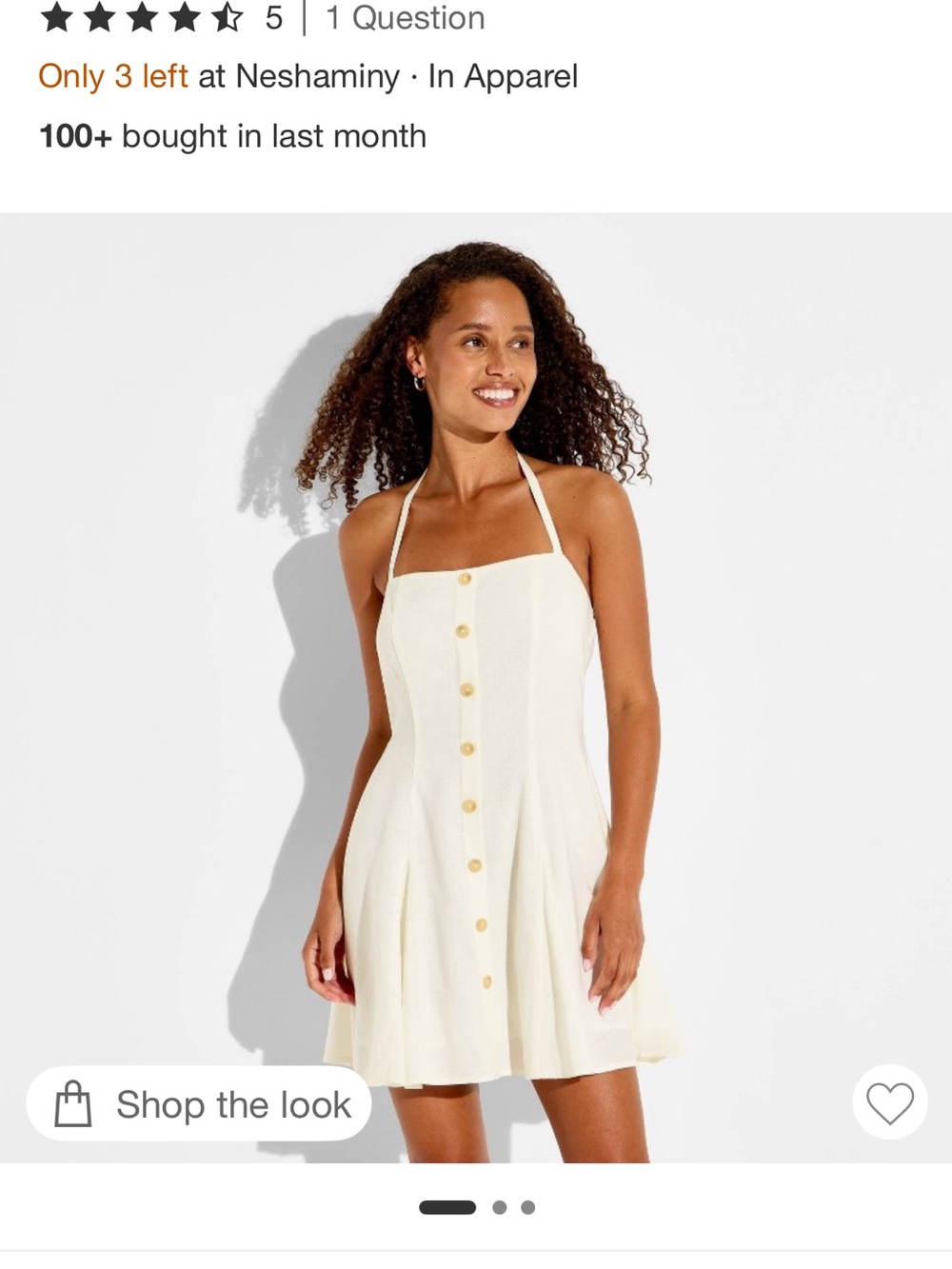 BNWT Women’s halter Cream Button-Front Sundress
